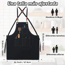 1 pieza delantal de cocina ajustable multiusos para chef - Azul - Ver 3
