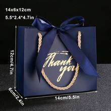 24个金色箔纸礼品袋，300克，迷你感谢纸礼品袋，带粗绳提手，适用于圣诞派对回礼、婚礼、生日、毕业派对纪念品装饰包装