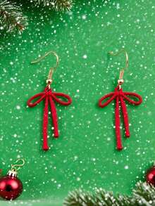 1 Pair Elegant Minimalist Red Bow Pendant Earrings For Women - Multicolor - View 2