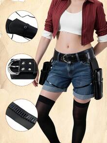 Cinto de Cintura de Couro Vintage Medieval Viking Halloween, Conjunto de Duas Armas, Adereços de Fantasia Cosplay - Multicolorido - Visão 5