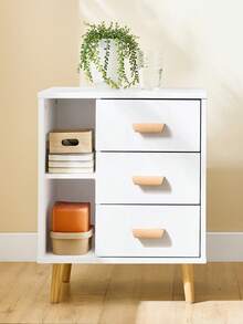 SoBuy FBT95 Nightstand With 3 Drawers And 2 Open Compartments, Sofa Table, Side Table, Telephone Table, Bedside Table, Night Chest, Dimensions (W X H X D): Approx. 48 X 60 X 40 Cm