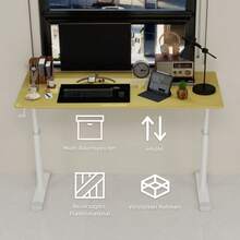 Adjustable Study Desk For Kids & Adults – Height-Adjustable, Multi-Purpose Home/Office Desk, Compact Design - Khaki - View 2