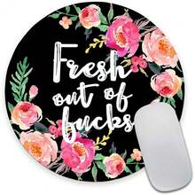 Pad Floral, Fashion Funny Wording With Flowers  Pad, Waterproof Circular Small  Pads With Designs For Women, Non-Slip Rubber Pads For Office Laptop,03Floral - 03Floral - View 1