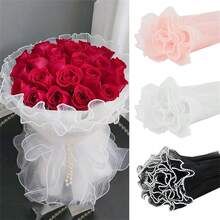 Tulip Rose Pearl Mesh Packaging Tulle Roll For Flower Bouquet Gift Bobo Balloon Birthday Party Wedding Anniversary Gift Wrapper - Multicolor - View 1