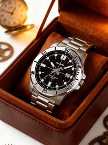 Casio Standard Series Swordfish Kraken Ocean Heart Quartz Movement Stainless Steel Strap Classic Casual Men's Wrist Watch, Black Dial