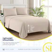 Sweet Home Collection Juego de Ropa de Cama de Microfibra cepillada de Calidad egipcia Suave de 1800 Hilos, 2 Fundas de Almohada, Extra King,(EXTRA DEEP pocket - King Beige) - Multicolor - Ver 3