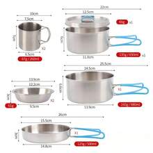 8pcs Outdoor Camping Cookware Set, Portable Set For Camping, Outdoor Cooking Equipment, Picnic And Self-Drive Tour, Stainless Steel - Steel - View 7