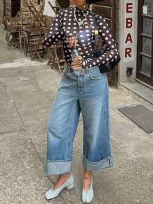 性感透视网纱波点长袖 - 黑白 - 查看 3