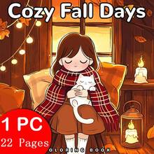 【全新温馨秋日涂色书】1本原创涂色书，22页单面印刷，线条清晰，图案精美，是放松身心的理想之选 | 新年、情人节、圣诞节、生日、学校假期等节日送礼佳品，适合成人、青少年和儿童 - 彩色 - 查看 2