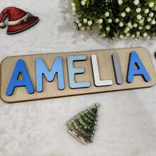 Personalized OLIVIA Name Plate, Exclusive Home Decor, Housewarming & Wedding Gift, Thoughtful Recommendation, Warm Anniversary Present, Home Furnishing Essential - Blue and White - View 3