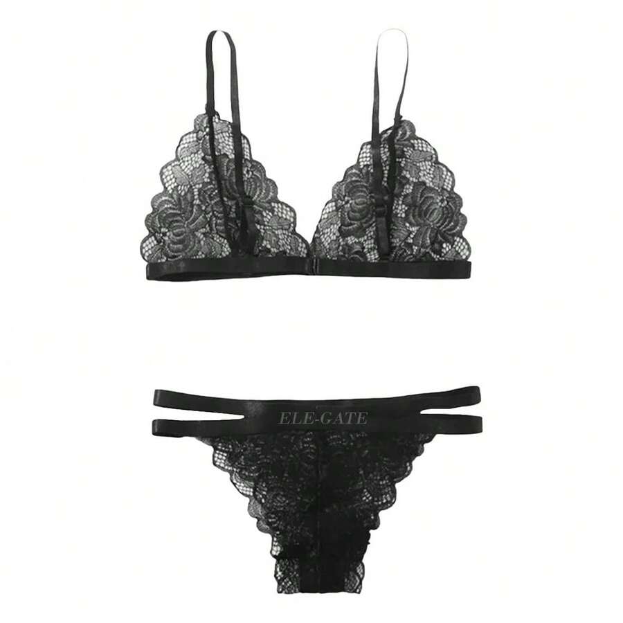 Sexy Lingerie Set With Adjustable Straps For Women - 黑色 - 查看 1