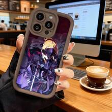 Funda de teléfono con diseño de personaje de anime para  15 Pro Max,  14 Pro,  13,  Galaxy S23, S22, S21, funda de protección para teléfono, regalo de pareja para novio, novia, día de San Valentín, regalo de cumpleaños - Café integral - Ver 7