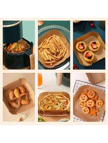 100pcs, Square Disposable Air Fryer Liners (6.3in/8in), Paper Air Fryer Liner Pots, Paper Basket Bowls, Baking Trays, Oven Accessories, Baking Tools, Kitchen Gadgets, Kitchen Accessories,Kitchen Accessories,Thanksgiving Gifts, Christmas Gifts, Halloween Gifts, Valentine's Day Gifts, New Year Gifts - Brown - View 7