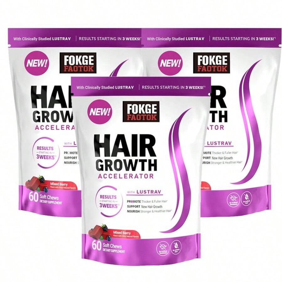 Force Factor Hair Growth Accelerator, Mixed Berry, 60Soft Chews - 3 - 查看 1