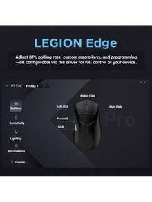 Lenovo Mouse wireless Legion M5: sensore ad alta precisione per un tracciamento accurato, impugnatura ergonomica per una maneggevolezza confortevole, luce posteriore lunga RGB con effetti dinamici, personalizzazione del driver Legion Edge, tecnologia wireless adatta sia per gli eSport che per l'uso in ufficio, nero. - nero - Visualizzare 5