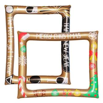 PVC kreativ fotoram, förtjockad handhållen uppblåsbar julram, juldekorationsrekvisita