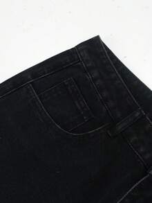 Y2K Hip Hop Rock Style Jeans, Cherry Blossom Embroidered Jeans, Street Vintage Loose Wide Leg Jeans, Retro Denim Pants - Black - View 5