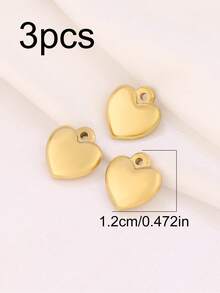 3 piezas de encantos de acero inoxidable con forma de corazón para hacer joyas DIY, hallazgos, aretes, pulseras, collares, decoración colgante - colgante - Ver 24