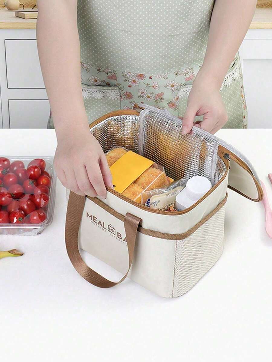 Tas Kotak Makan Siang Terisolasi Kapasitas Besar dengan Pegangan, Tas Termal Kotak Bento Portabel, Cocok untuk Sekolah, Kantor, Berkemah, dan Piknik