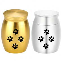 Small Keepsake Urns For Pet Ashes, 1.57 Inch Mini Cremation Urns For Ash With Paw Pattern,Aluminum Alloy Decorative Memorial Mini Funeral Urn For Ashes - Multicolor - View 7