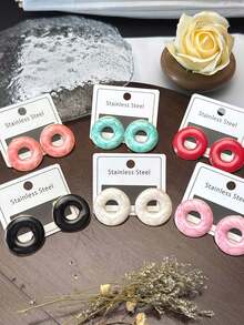 2/6/9 Pendientes de gota esmaltada de acero inoxidable resistentes a la corrosión y al desgaste, resistentes a la decoloración y la deformación. Diseñados para mujeres como pendientes de uso diario, festivo y de fiesta. Pendientes de regalo premium para el Día de San Valentín, regalo de joyería, regalo del Día de San Valentín, adecuados para el uso diario de las mujeres. - Multicolor - Ver 5