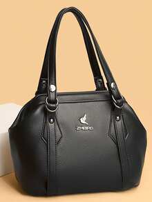 2025新款时尚女士单肩包，复古女士手提包，高品质柔软皮革女士斜挎包 - 黑色 - 查看 1