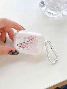 Transparent Cherry Blossom Protective Case Compatible With Apple 2/1, Soft Silicone Full Body Anti-Drop Cover For AirPods Pro 2/3/4 - Red - View 2