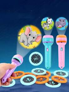 Children's Cognitive Projection Flashlight Set - Compact, Portable With 24 Patterned Slides, Soothing Toy Gift (Flashlight & Projection Slides Randomly Included)