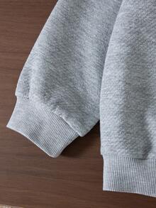 Jaket Lengan Panjang Regular Fit Warna Polos Motif Kartun Kasual untuk Anak Laki-laki, Cocok untuk Musim Semi & Gugur - Light Grey - View 6