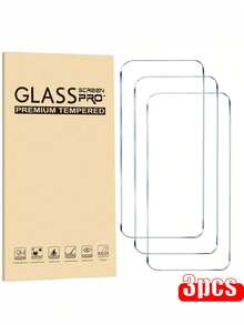 3 片装钢化玻璃屏幕保护膜适用于 Apple 16e/11/12/13/16/16 PRO MAX/14/15 Pro Max、Mini、17/17 Pro/17 Pro Max/17 Air - 高清光面处理，9H 硬度，适用于手机壳，防刮/防碎，防水，防指纹，易于安装