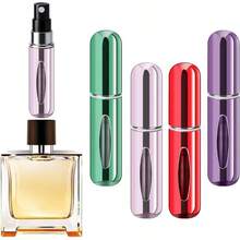 Refillable Perfume Portable Atomizer Bottle Refillable Perfume Spray, Travel Perfume 5ml, 4 Pack Silver, Pink, Gold, Black - 紫色,粉紅色,綠色,紅色 - 查看 1