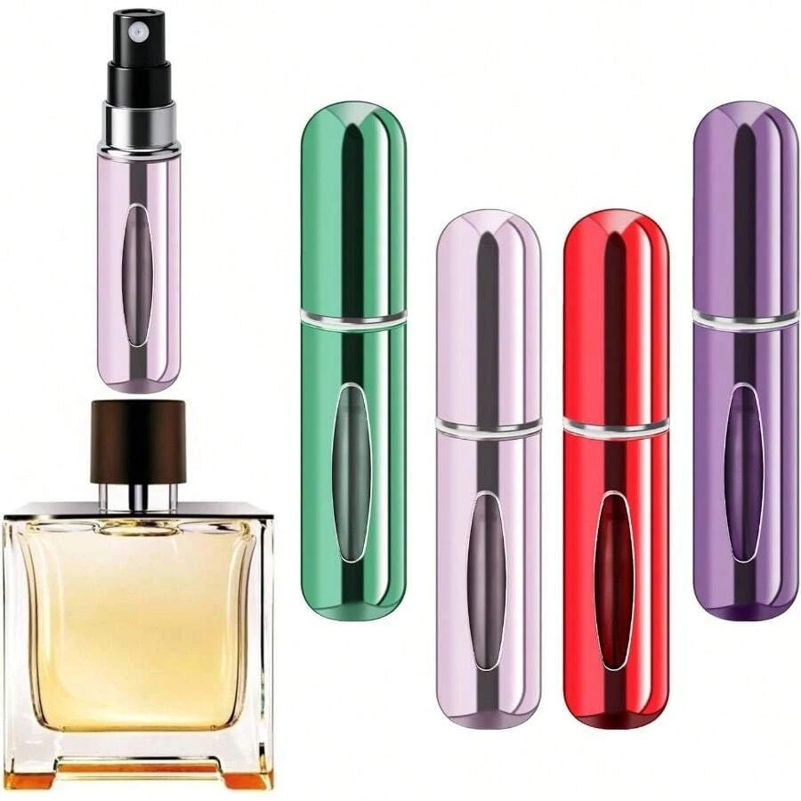 Refillable Perfume Portable Atomizer Bottle Refillable Perfume Spray, Travel Perfume 5ml, 4 Pack Silver, Pink, Gold, Black - 紫色,粉紅色,綠色,紅色 - 查看 1