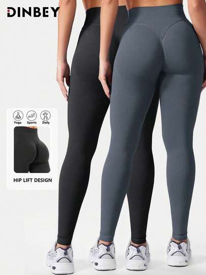 DINBEY 2pcs Women's Casual Outerwear Running Shaping Hip Lifting Yoga Fitness Running Tennis Training Outdoor Sports Pants