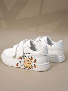 春秋新款儿童卡通魔术贴运动鞋，女童运动鞋，厚底休闲鞋，男童防滑白鞋，校园学生跑步鞋，幼儿及婴儿鞋 - 白色 - 查看 2