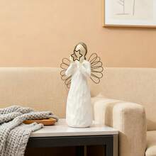 Christmas Angel Figurine With Star - Festive Home Decor, Sentimental Sculpture For Holiday Gifting And Seasonal Aesthetic,Halloween And Christmas Decorations - White - View 3