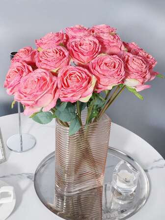 Set de 7 piezas de Rosas Flamígeras Artificiales, Flores Falsas, Loto Rosa - Un Ramo de Siete Rosas para Decoración del Día de la Madre, Temporada de Bodas, Temporada de Graduación, Decoración para Cenas a la Luz de las Velas, Decoración de Mesa, Centro de Mesa, Flores de Plástico, Decoración para Dormitorio Escolar, Oficina, Fiesta al Aire Libre, Evento Festivo, Fiesta de Cumpleaños, Decoración para Entrada del Hogar, Hotel, Restaurante, Sala de Estar, Dormitorio, Fiesta de Boda, Cocina, Jardín, Decoración Estacional