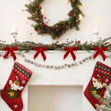 10pcs/Set Valentine's Day Bow Decor Hanging Ornaments, Holiday Atmosphere Decorations, Flocked Bowknot Home Hanging Accessories