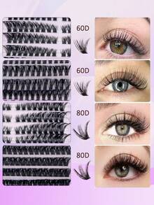 608pcs/Set High Capacity Individual False Eyelashes, 30D+40D And 60D+80D Curl Styles (8-16mm), Natural Look, Soft & Smooth, Reusable, Suitable For Travel, Daily Use, Wedding, Date, Party, Holiday - Perfect Christmas/New Year/Lash Gift Set - D - View 6