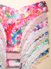 Paquete de 10 bragas triangulares sin costuras, cómodas y transpirables, con estampado de corazones y leopardo, ropa interior casual para mujer