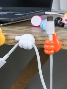 SHEINfinds 10pcs Thumb-up Design Random Color Storage Holder,Max Creative Thumb Hook Cable Organizer Adapter Keeper Cable Holder Lanyard Accessories Organizing Wiring Clip Cable Securing Cord Storage USB Data Cable Cord Loop - Multicolor - View 6