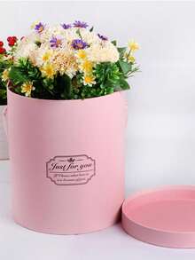 1pc Valentine's Day Flower Gift Box, Portable Round Flower Tube, Hug Bucket, Mini Flower Bucket, Gift Box - Multicolor - View 10