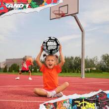 Toss Up Youth Rubber Streetball, Indoor Outdoor Basketball With Deep Channels & Durable Grip, Includes Pump Concrete, Training & Recreational - 白色 - 查看 5