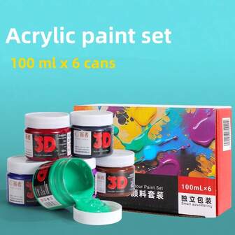 Set med 6 akryloljemålningar, 100 ml - Livfull och hållbar, lämplig för nybörjare och proffs, perfekt för att skapa konstverk och hantverk. Hantverksmålningstillbehör | Livfulla färger | Slitstark färg, akrylfärg, lämplig för konstnärer