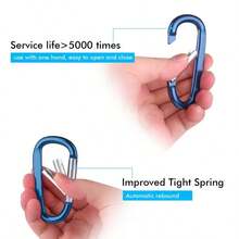 12-Pack Colored D-Rings Set: 6PCS 3-Inch Large Aluminum D-Shaped Carabiners & 6PCS Key Rings With Secure Open/Close Clasps. Ideal For Indoor/Outdoor Use, Chandeliers, Camping Tent Gear, Backpack Connectors, And Keychain Clips.Camping Essentials - Multicolor - View 3