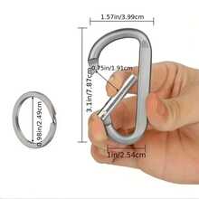 12-Pack Colored D-Rings Set: 6PCS 3-Inch Large Aluminum D-Shaped Carabiners & 6PCS Key Rings With Secure Open/Close Clasps. Ideal For Indoor/Outdoor Use, Chandeliers, Camping Tent Gear, Backpack Connectors, And Keychain Clips.Camping Essentials - Multicolor - View 4