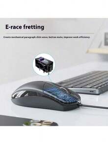 Acer Wired Mouse, Portable Office Mouse, Home/Business/Gaming Lightweight Silent Mouse, USB Plug And Play, Suitable For Laptop/Desktop, Black, M119 - Black - View 5