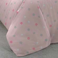 Tramas+ Tuly 粉紅色單人被套 – 兩件套，適用於 90 厘米床，原創配套設計，粉紅色底面上點綴著灰色、粉紅色和白色的星星圖案，100% 純棉，尺寸：150x220 厘米和 55x80 厘米，為您的房間增添色彩，柔軟舒適，帶來最佳睡眠體驗 - 粉色 - 查看 3