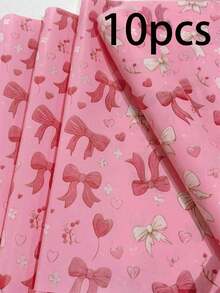 60/30/10 情人节爱心玫瑰礼盒包装纸 - 20x34 英寸玫瑰花束及爱心蝴蝶结设计，轻便保护包装，粉色爱心蝴蝶结，玫瑰花束设计，爱心气球风格，用于礼品包装，易碎物品保护 - 粉底蝴蝶結愛心 - 查看 12