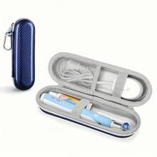 Pink Blue Gradient EVA Hard Shell Toothbrush Storage Box - High-Quality Anti-Fall Travel Toothbrush Set With Hanging Ring, Anti-Tip Base, Portable Electric Toothbrush And Mouthwash Cup Storage Box, Suitable For Home Or Travel, Ideal Dental Care Gift, Portable Design, Durable Load-Bearing Strap, Specially Designed For Frequent Travelers - 藍色 - 查看 9