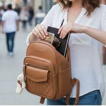 Mochila Fashion para Mujer Dama de Cuero Sintetico - Albaricoque - View 4